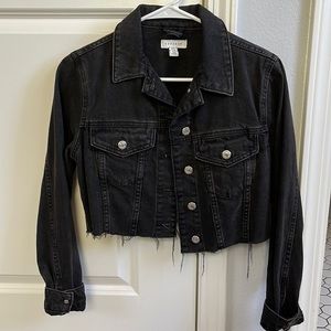 Top shop black crop Jean jacket size US 2